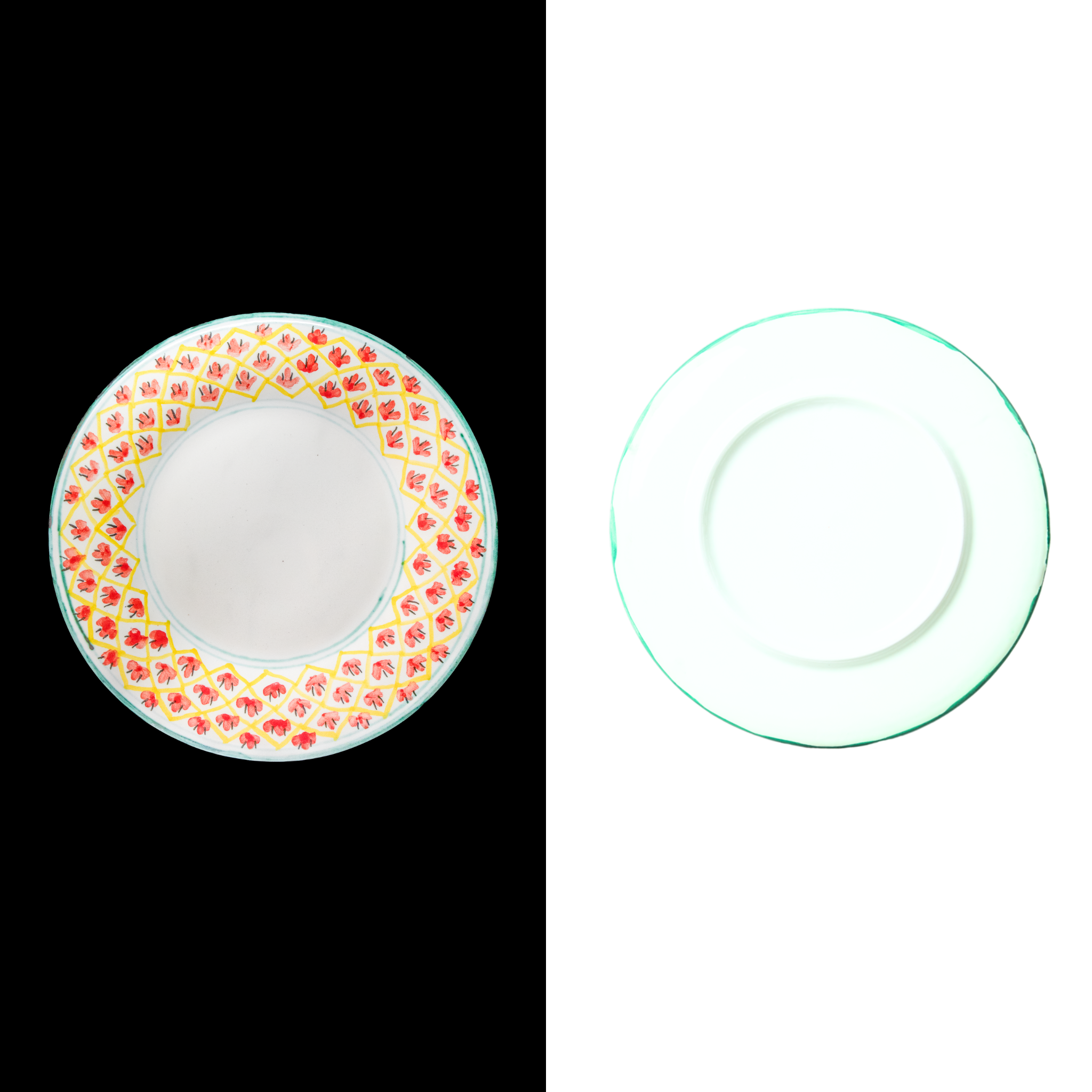 Side plate turquoise handmade in spain by traditional artisans Cáceres traditional  style la mosca flower pinted