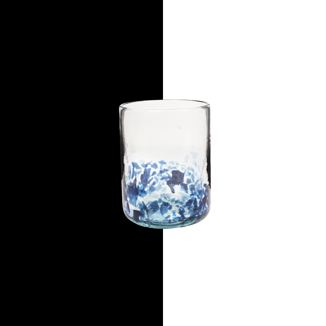 023 halfway glass blue cocktail glass artisan recycled blown glass handmade