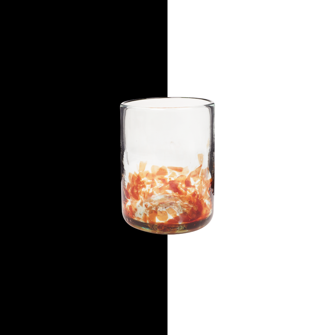 023 halfway glass orange cocktail glass artisan recycled blown glass handmade