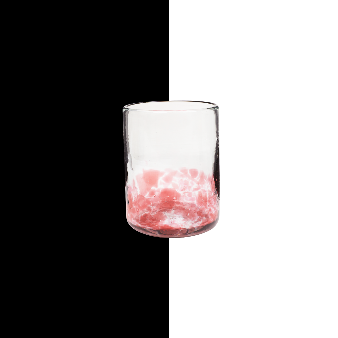023 halfway glass pink cocktail glass artisan recycled blown glass handmade