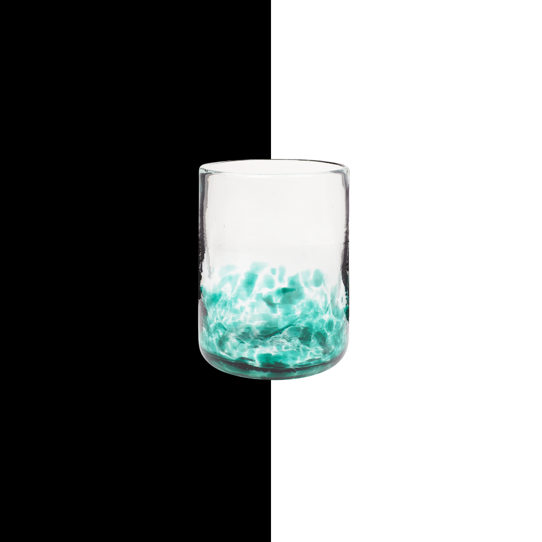 023 halfway glass turquoise cocktail glass artisan recycled blown glass handmade