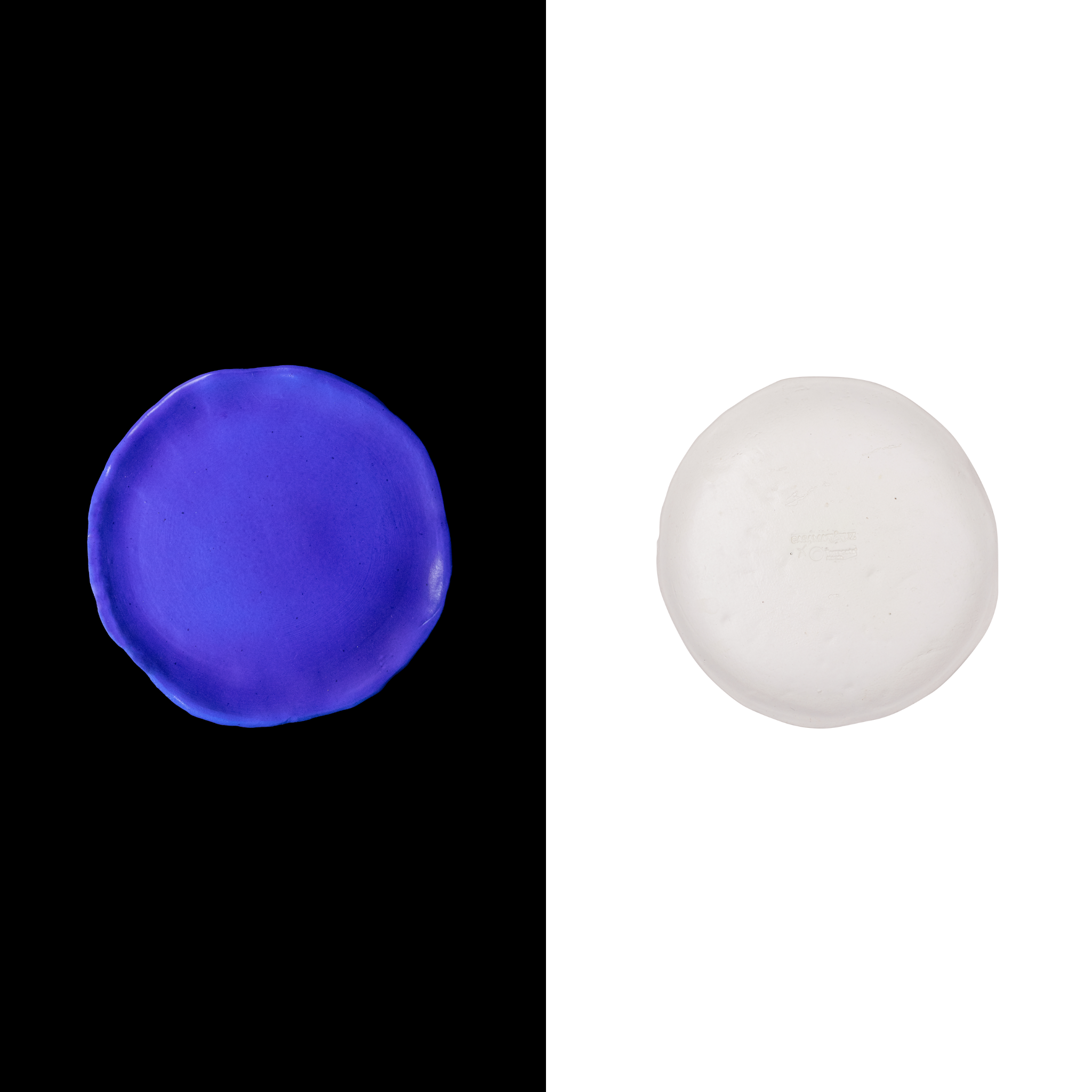 blue side plate organic shapes handcrafted in spain
