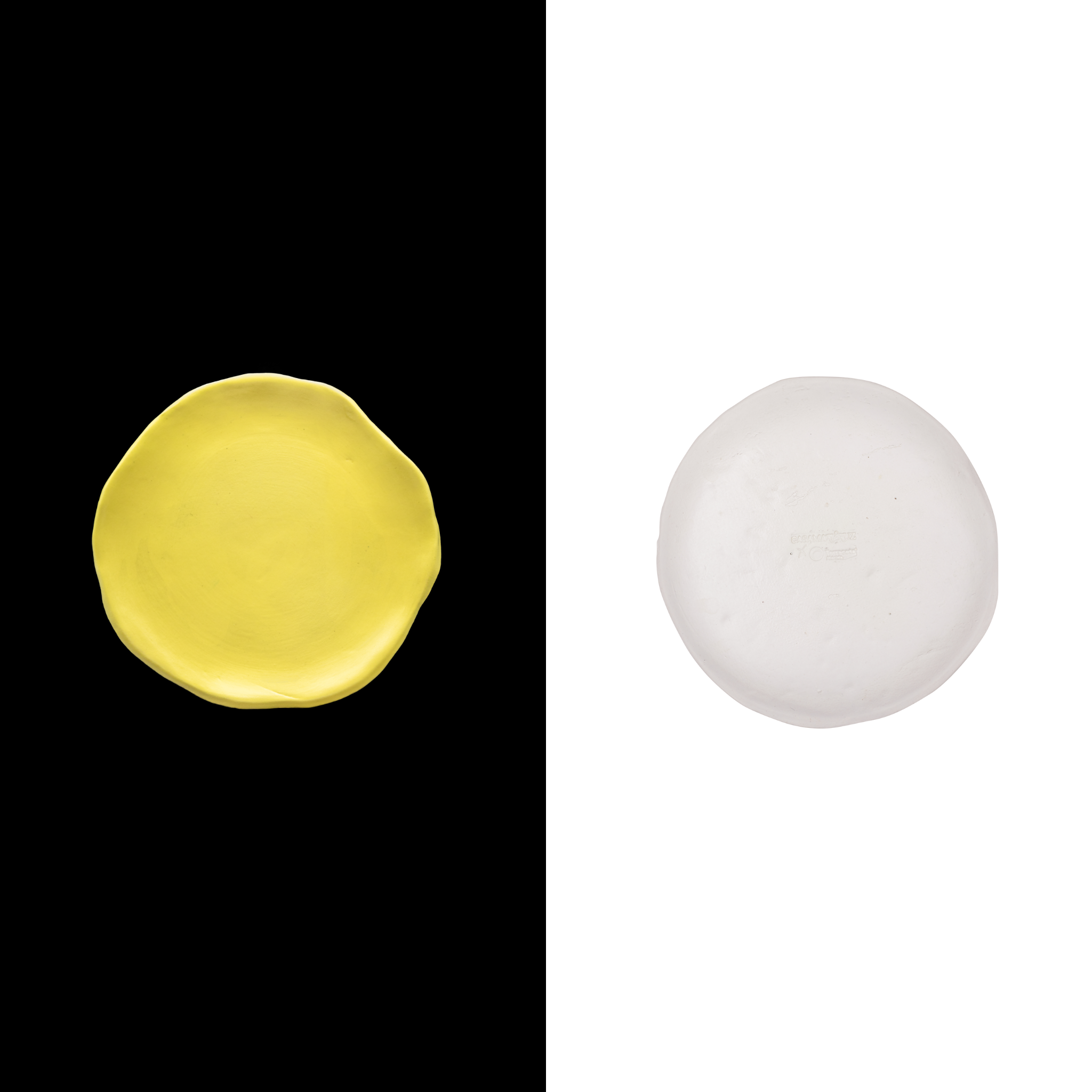 yellow side plate with organic shapes handmade in spain roman empire