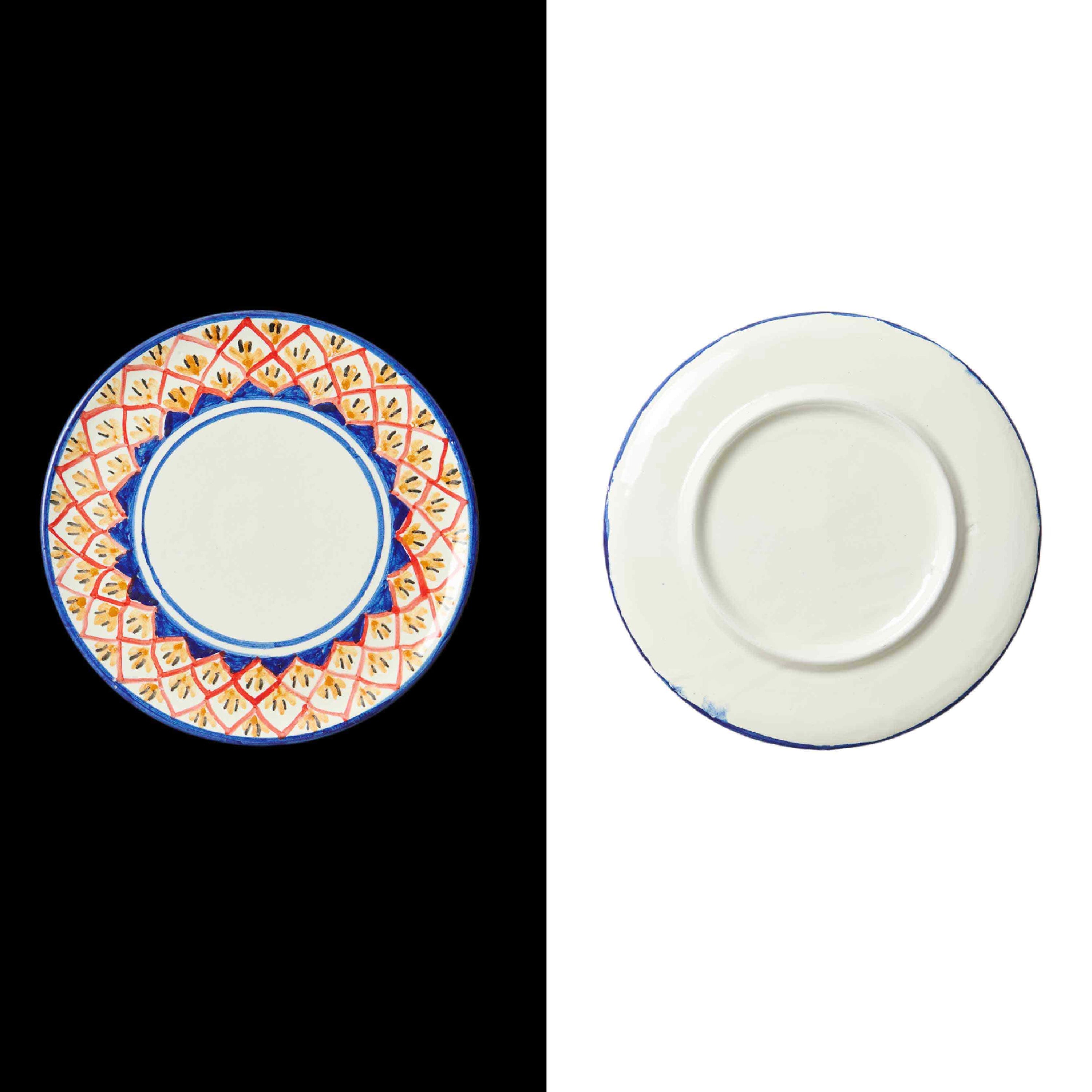 018 Side plate handmade in spain by traditional artisans Cáceres traditional  style la mosca flower pinted blue