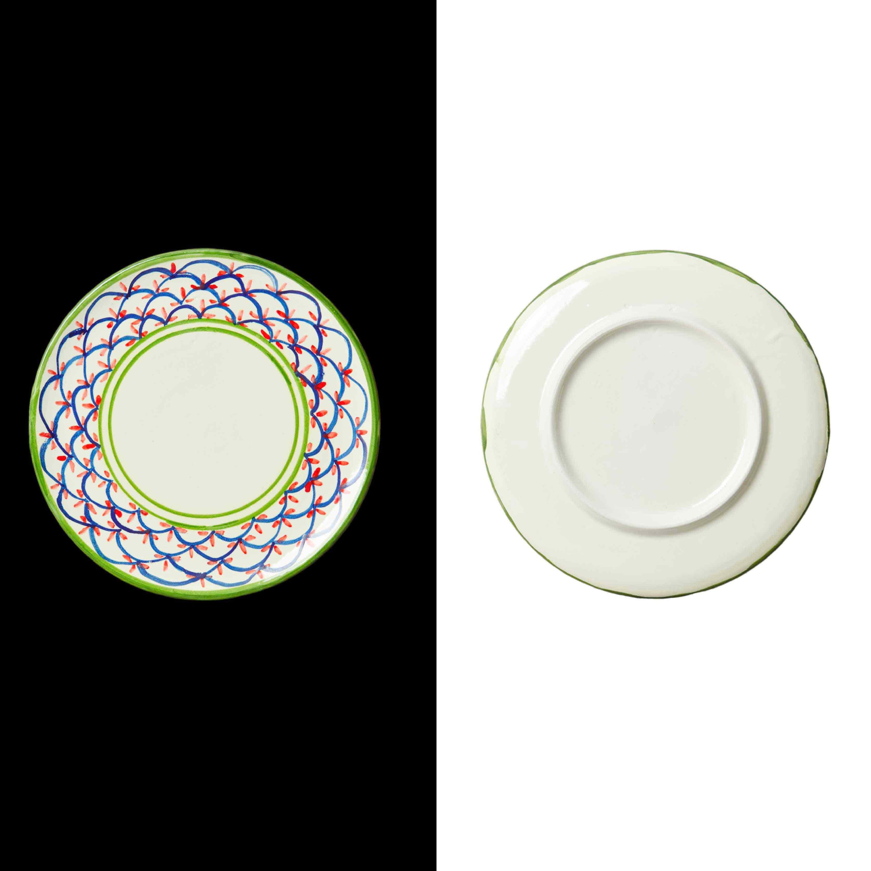 018 Side plate handmade in spain by traditional artisans Cáceres traditional  style la mosca flower pinted green