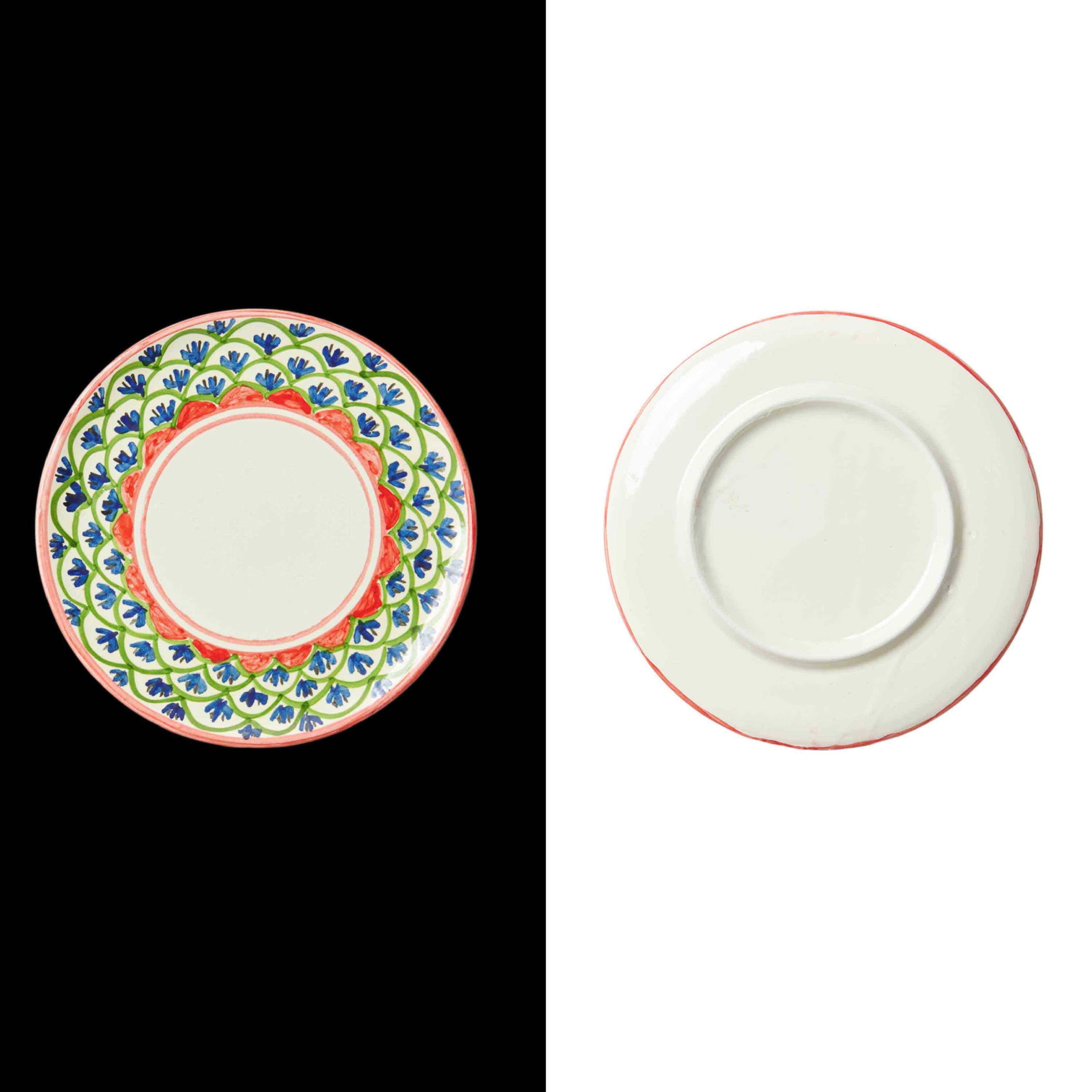 018 Side plate handmade in spain by traditional artisans Cáceres traditional  style la mosca flower pinted red