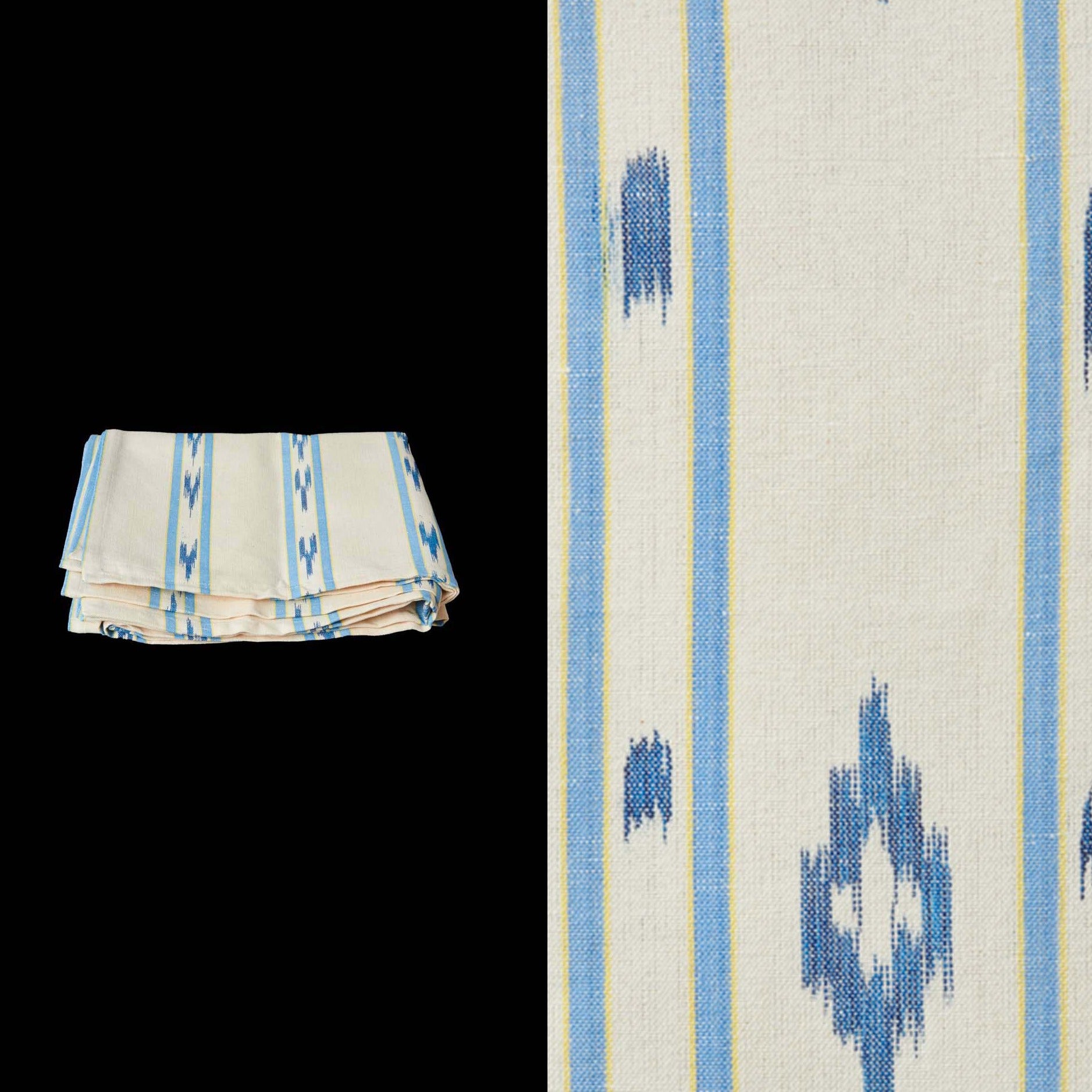030 tablecloth ikat design roba de llengues linen cotton tablecloth handmade by traditional artisans in Mallorca blue