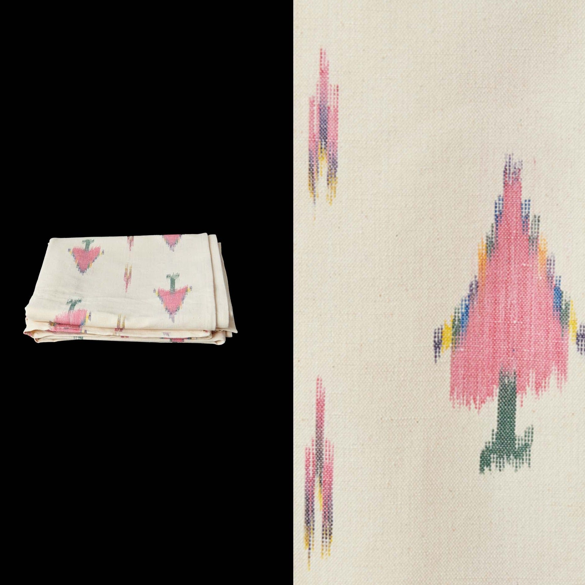 030 tablecloth ikat design roba de llengues linen cotton tablecloth handmade by traditional artisans in Mallorca pink