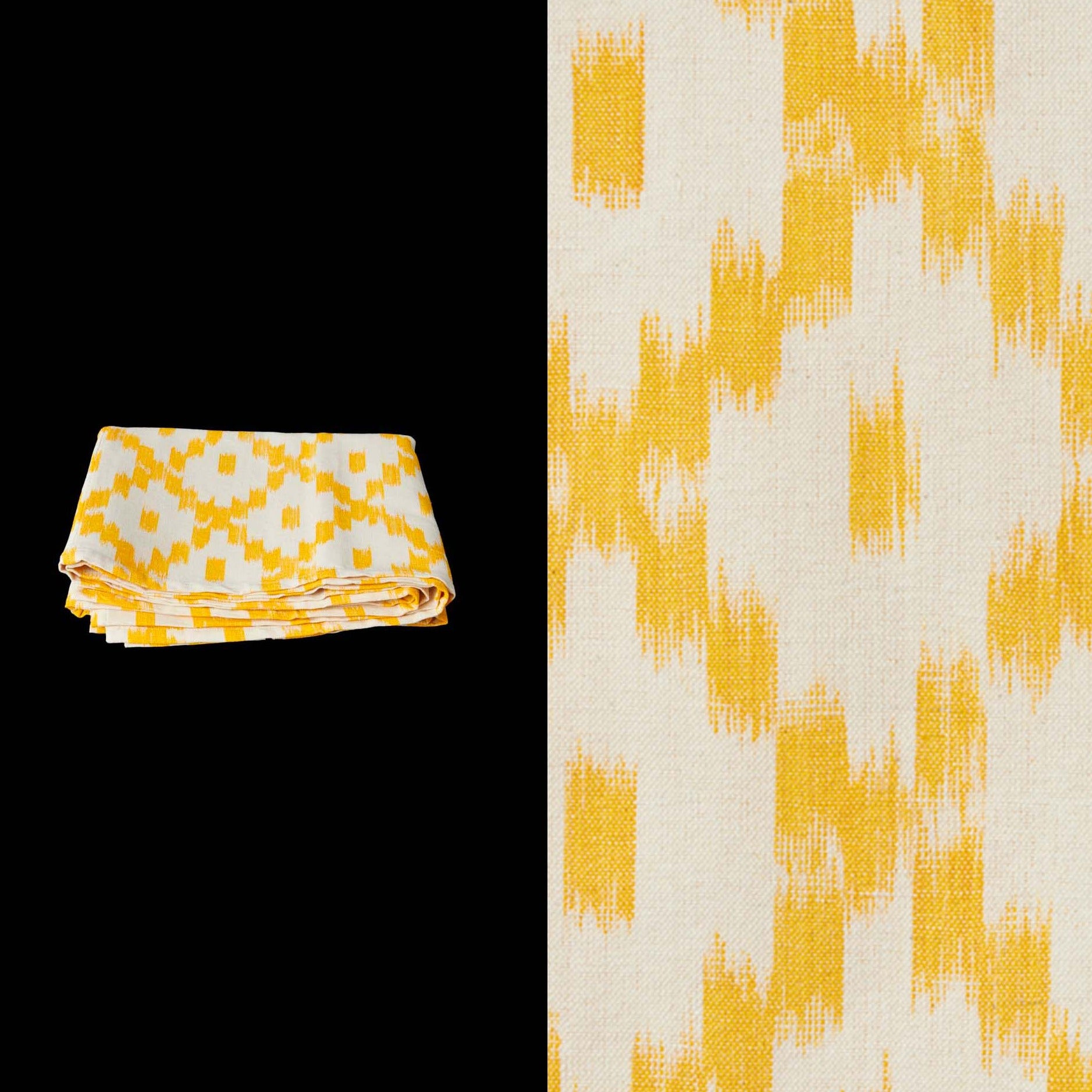 030 tablecloth ikat design roba de llengues linen cotton tablecloth handmade by traditional artisans in Mallorca yellow