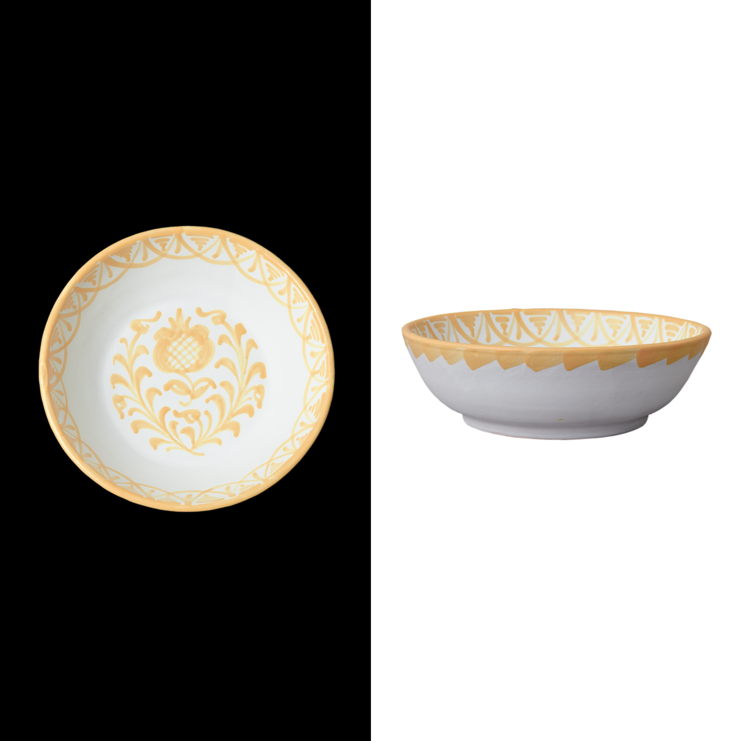 Handmade peach Pasta Bowl with Traditional designs Spanish Craftsmanship Ceramic granada