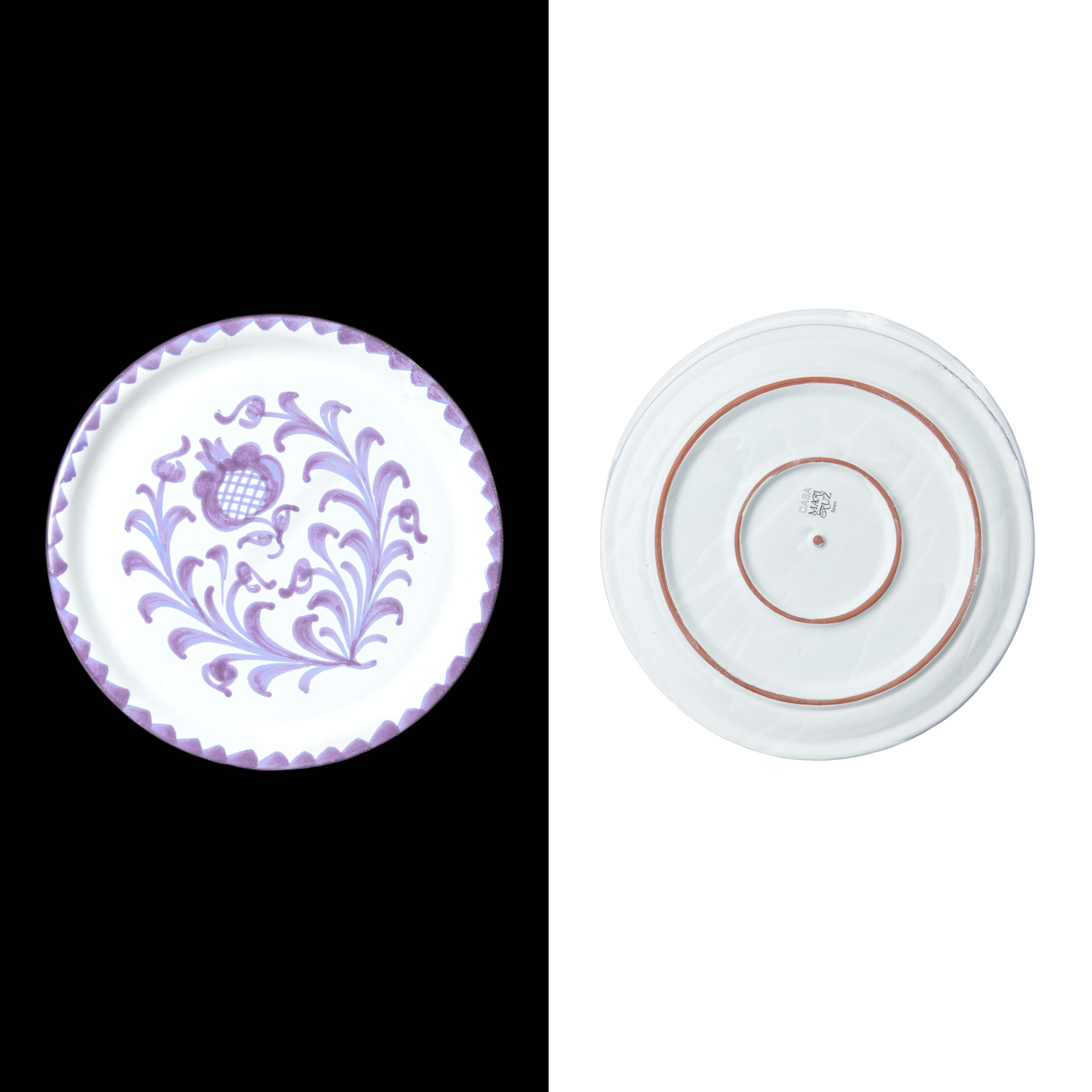 Handcrafted lilac Side Plate with traditioanl Design - Artisans from granada spain Ceramic Tableware, Perfect for Dining parties