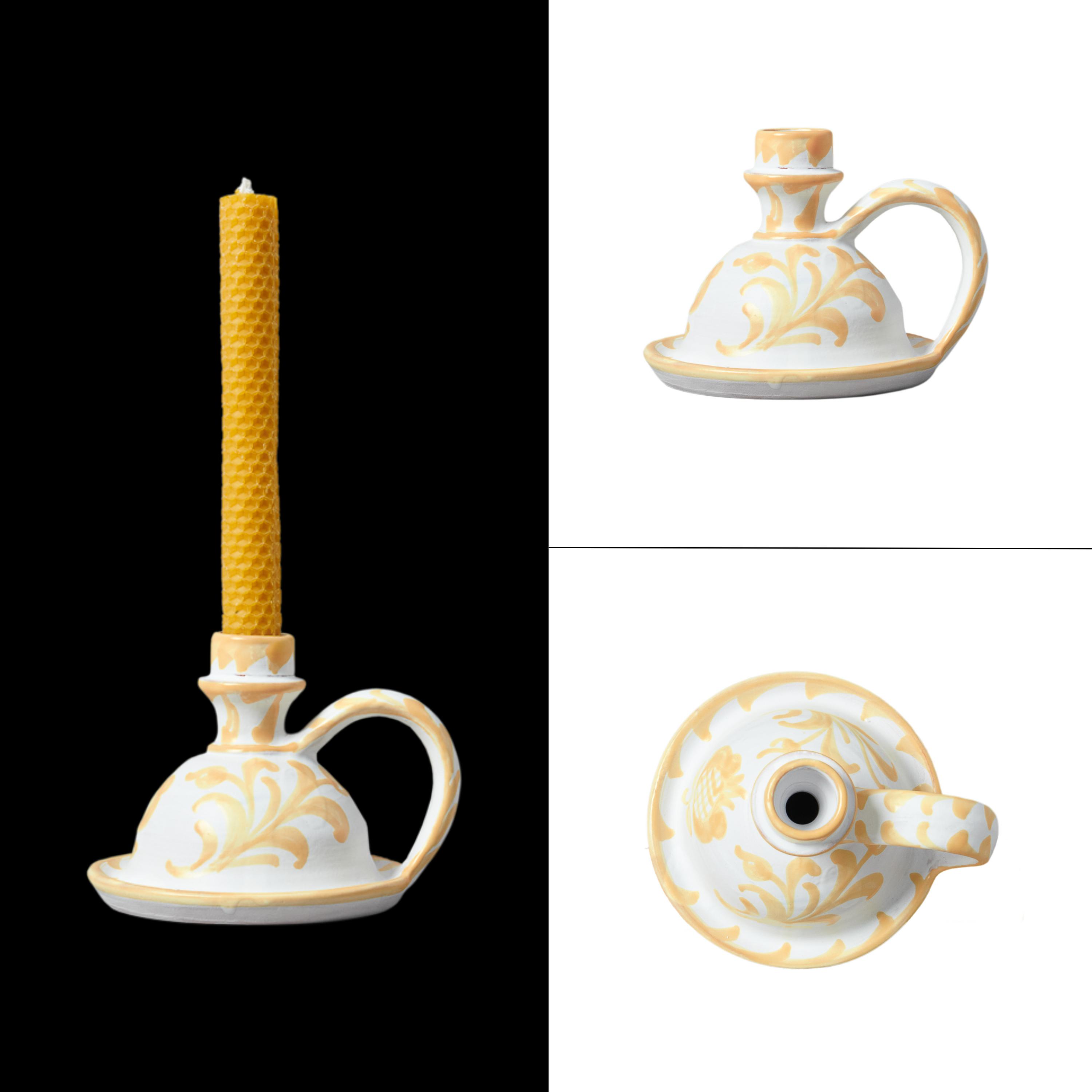 Peach candle holder with traditional designs from Granada, the perfect match for your favorite candle