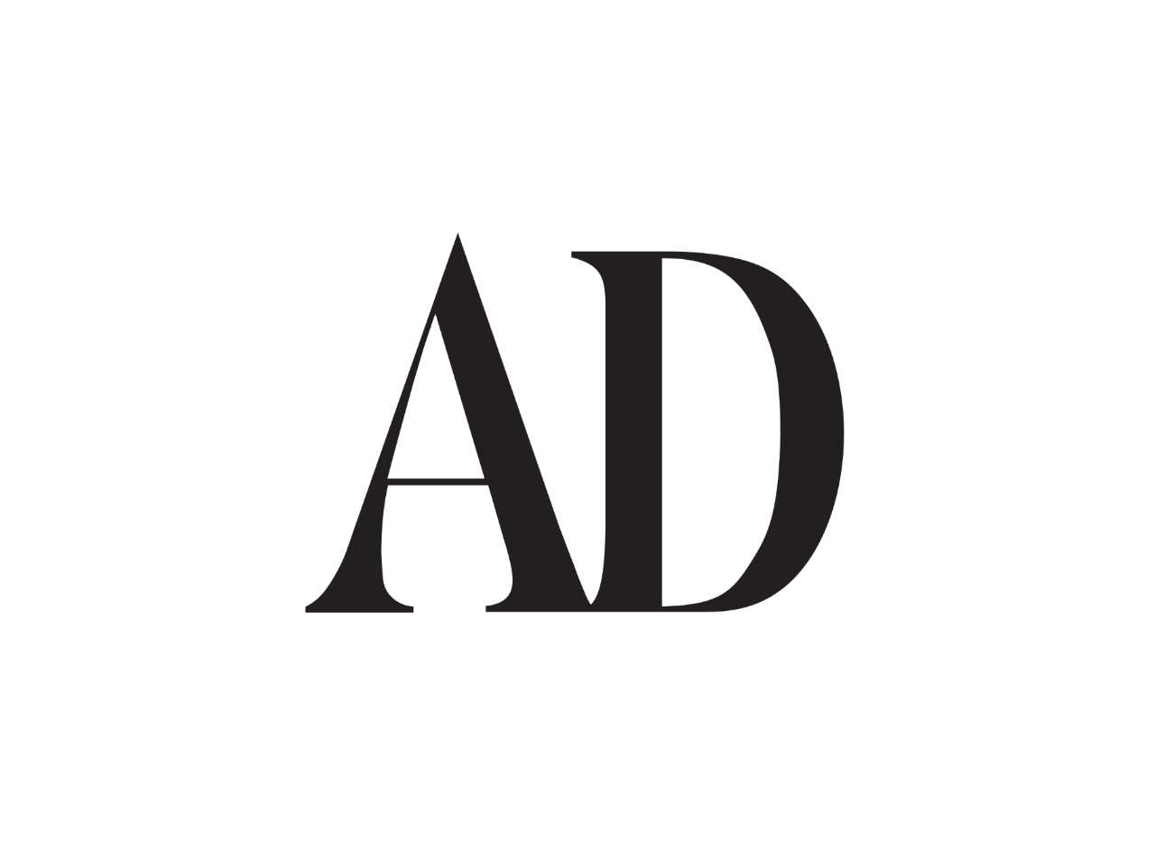 Black 'AD' logo on a white background