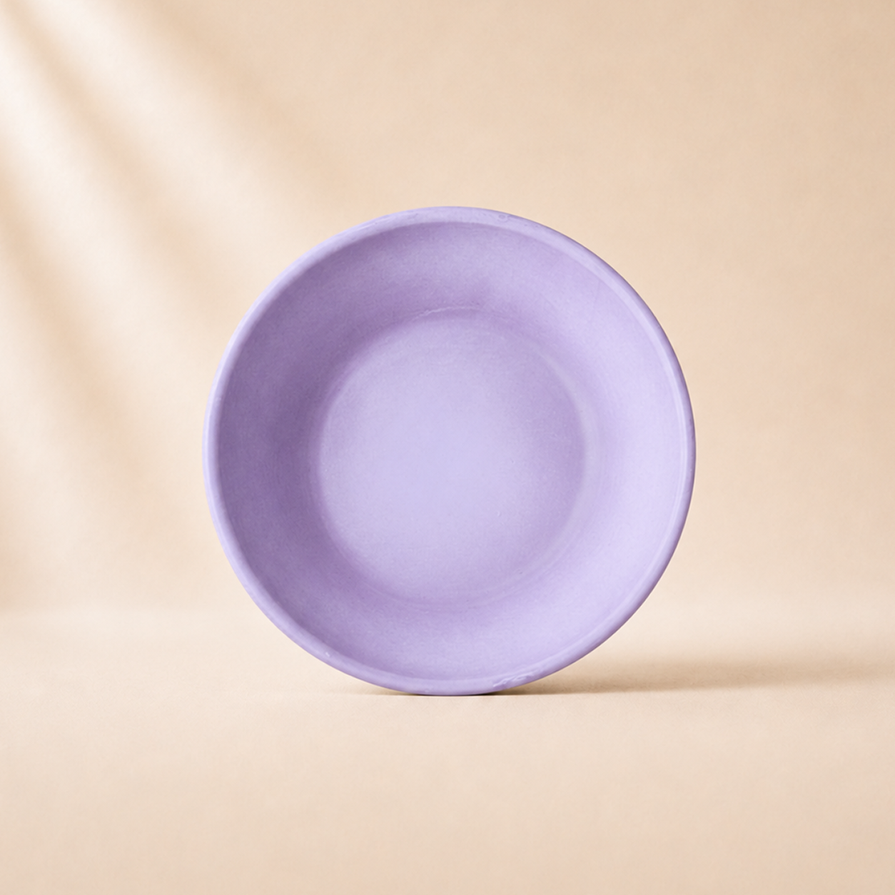 Purple lilac ceramic traditional pasta bowl on a beige background