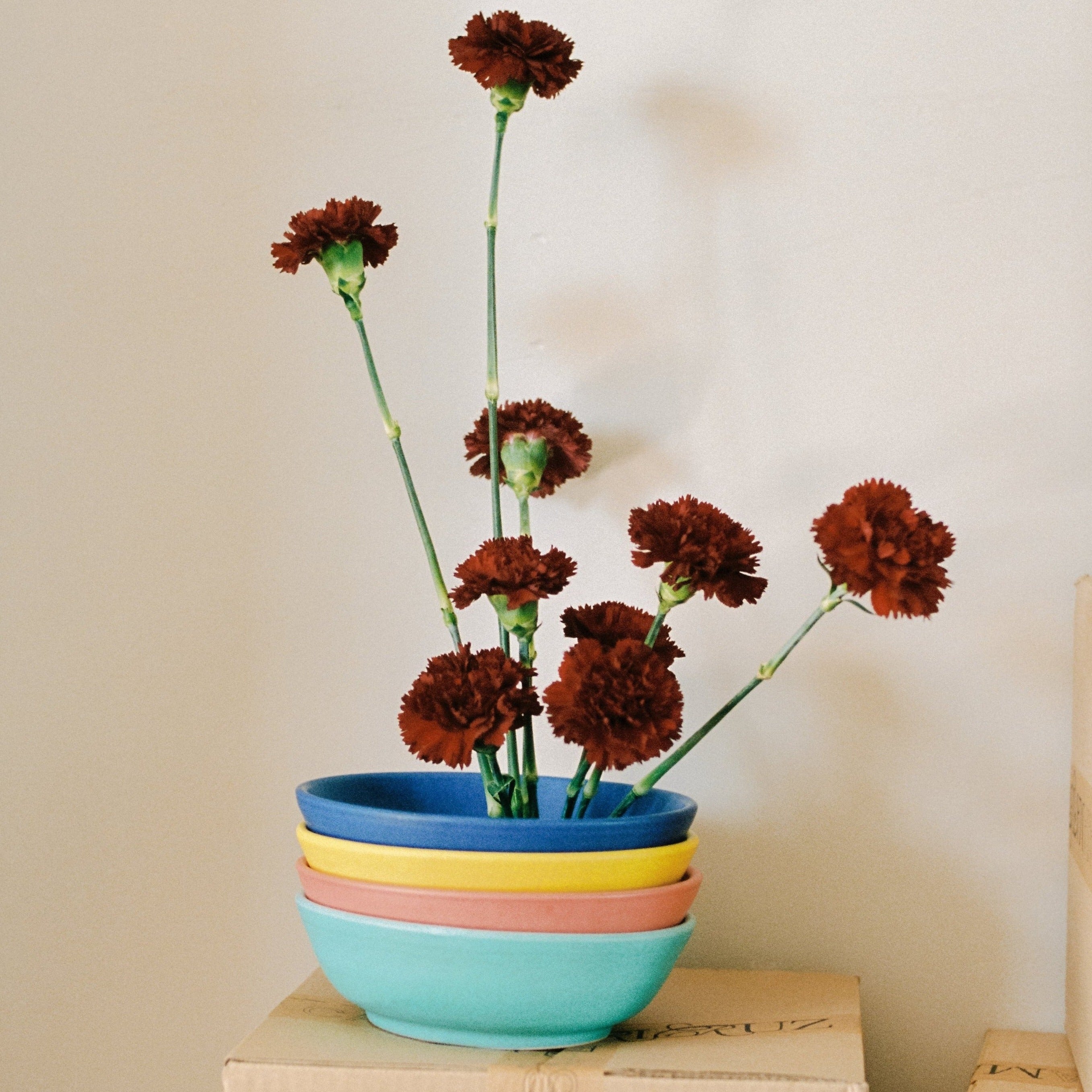 ceramic bowls, colorful bowls, pastel tableware, handmade ceramics, artisanal ceramics, spanish ceramics, ceramic centerpiece, floral styling, home decor, colorful home, mediterranean home, bowl stack, decorative bowls, ceramic bowls set, monochrome collection, lifestyle ceramics, still life photography, cozy interiors, artistic home decor, modern rustic, handcrafted pottery, film photography, analog aesthetic, flowers and ceramics, casa maricruz