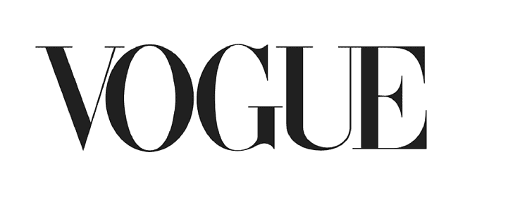 Black 'VOGUE' logo on a white background
