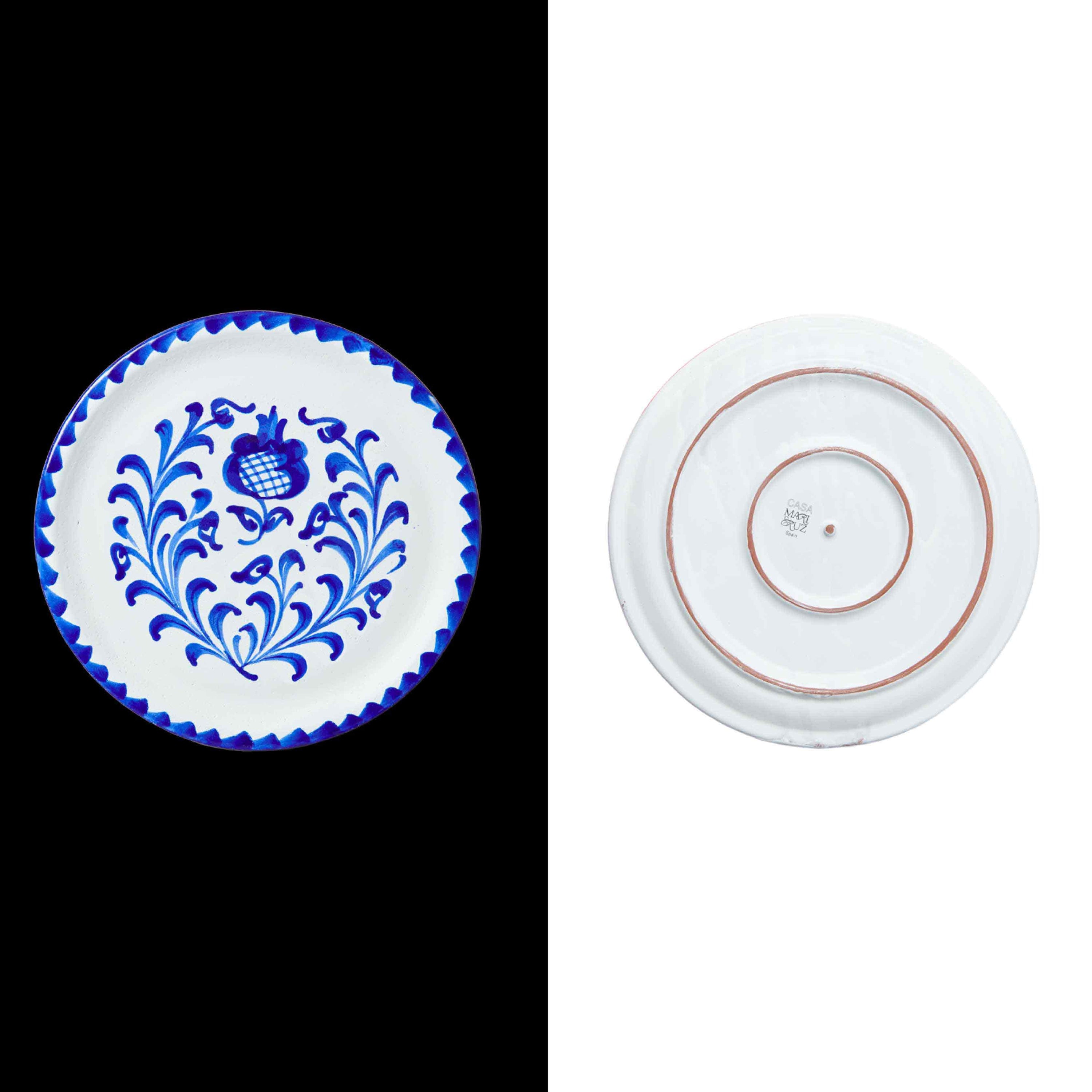 007 Handcrafted Blue Dinner Plate with Traditional Spanish Design - Artisan Ceramic Tableware