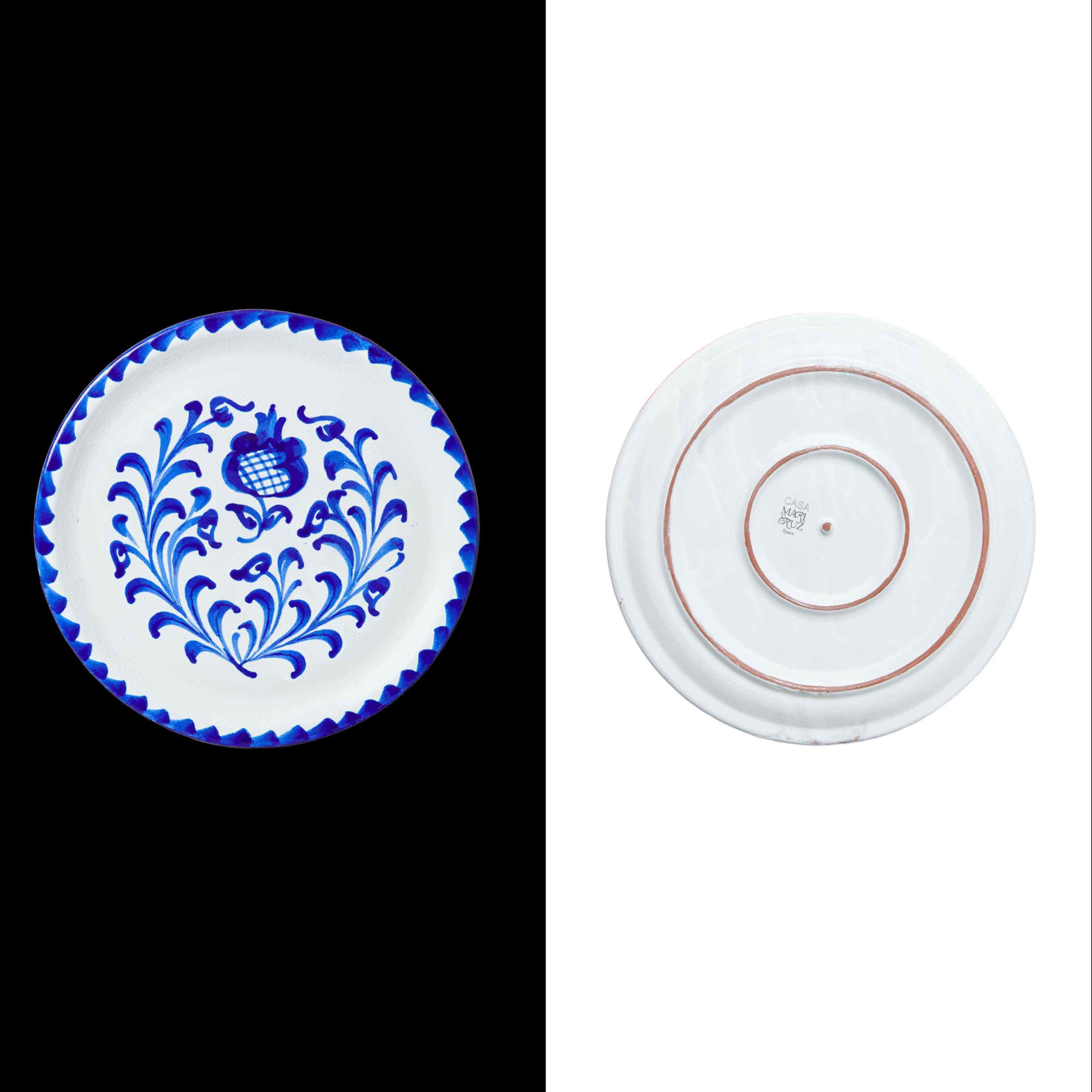 009 Handcrafted Blue side Plate with Traditional Spanish Design - Artisan Ceramic Tableware