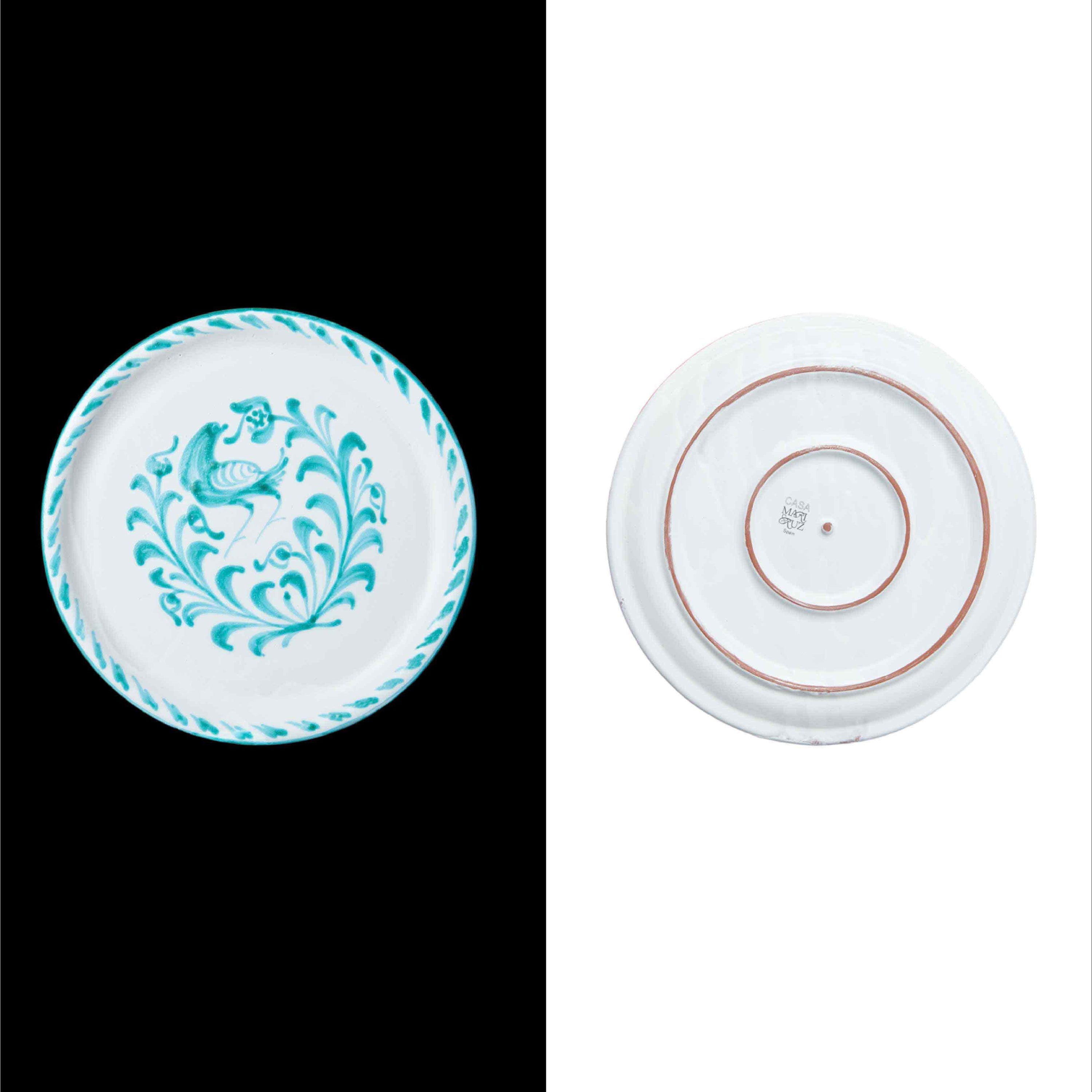 009 Handcrafted turquoise side Plate with Traditional Spanish Design - Artisan Ceramic Tableware