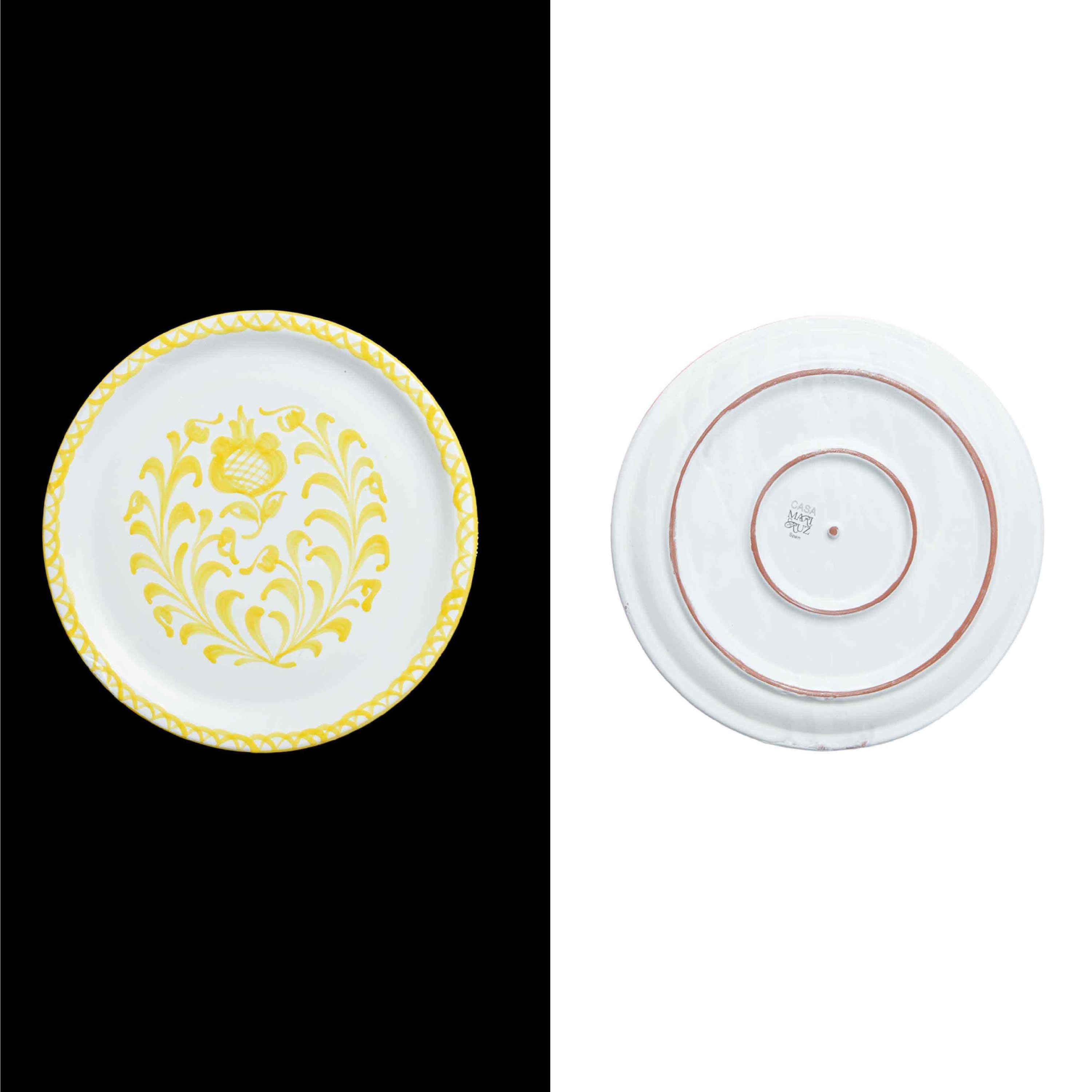 009 Handcrafted yellow side Plate with Traditional Spanish Design - Artisan Ceramic Tableware