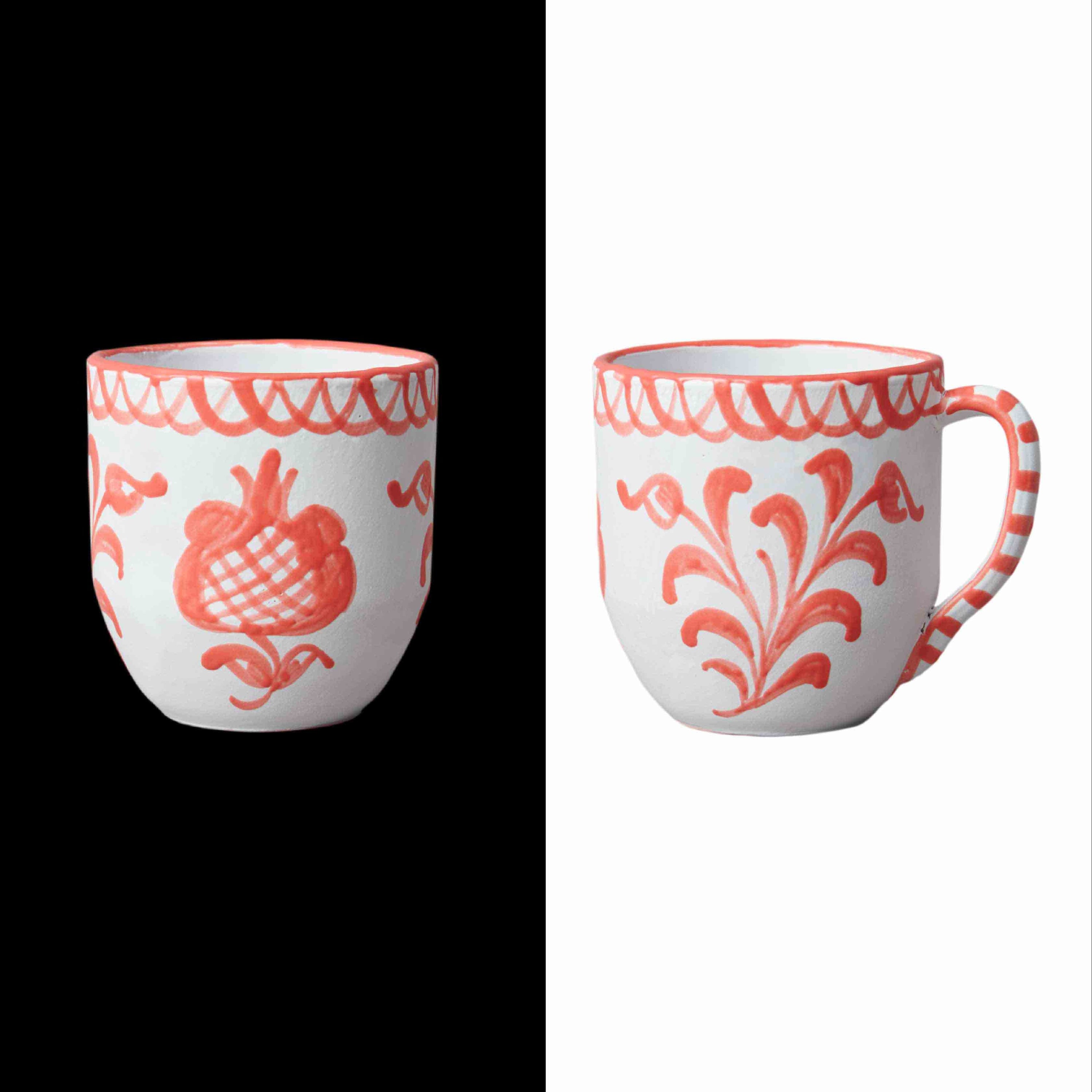 012 traditional ceramic coffe mug handmade in granada spain 
Handcrafted Traditional Coffee Mug classic Handmade Mug with Unique and modern Granada Design coral