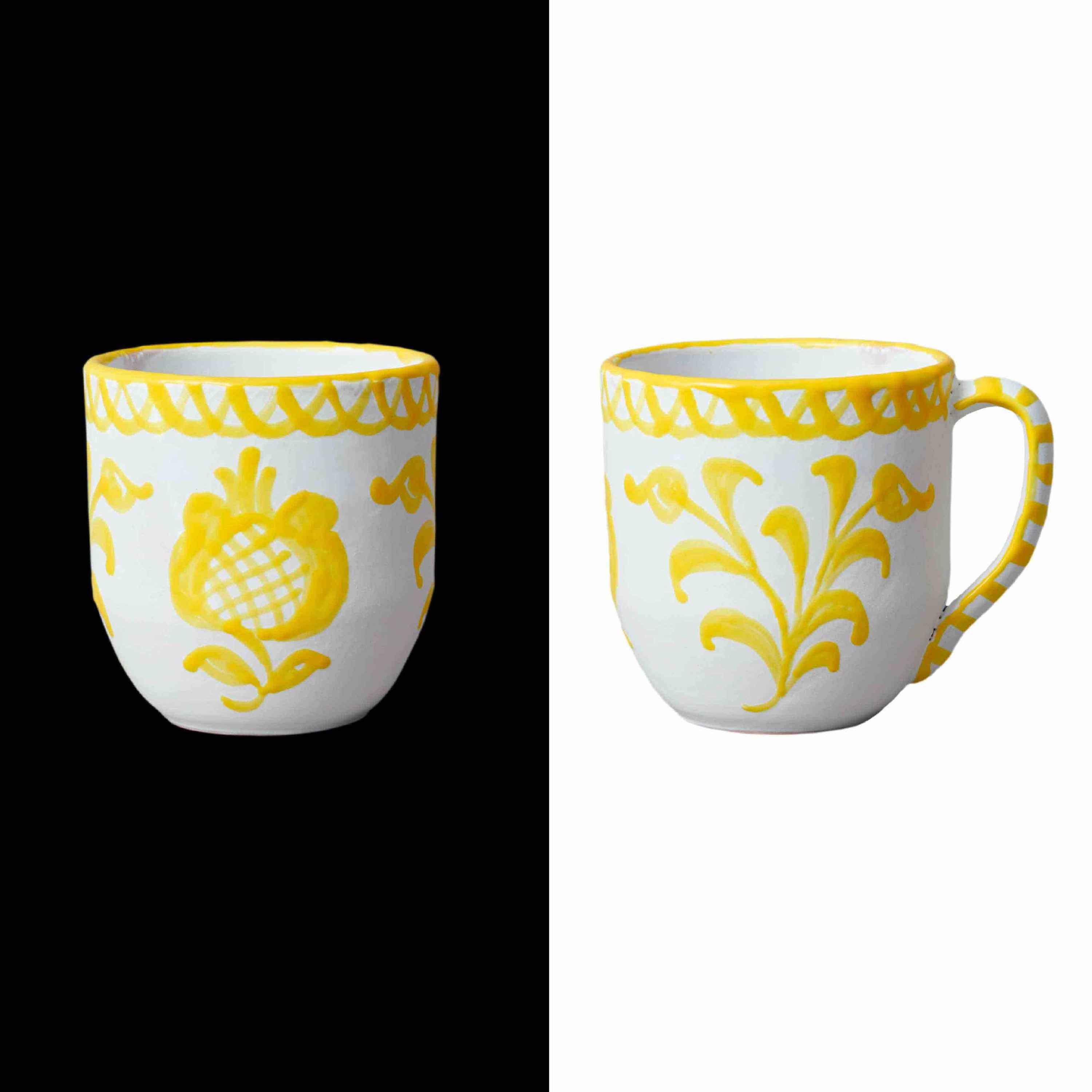 012 traditional ceramic coffe mug handmade in granada spain 
Handcrafted Traditional Coffee Mug classic Handmade Mug with Unique and modern Granada Design
 yellow