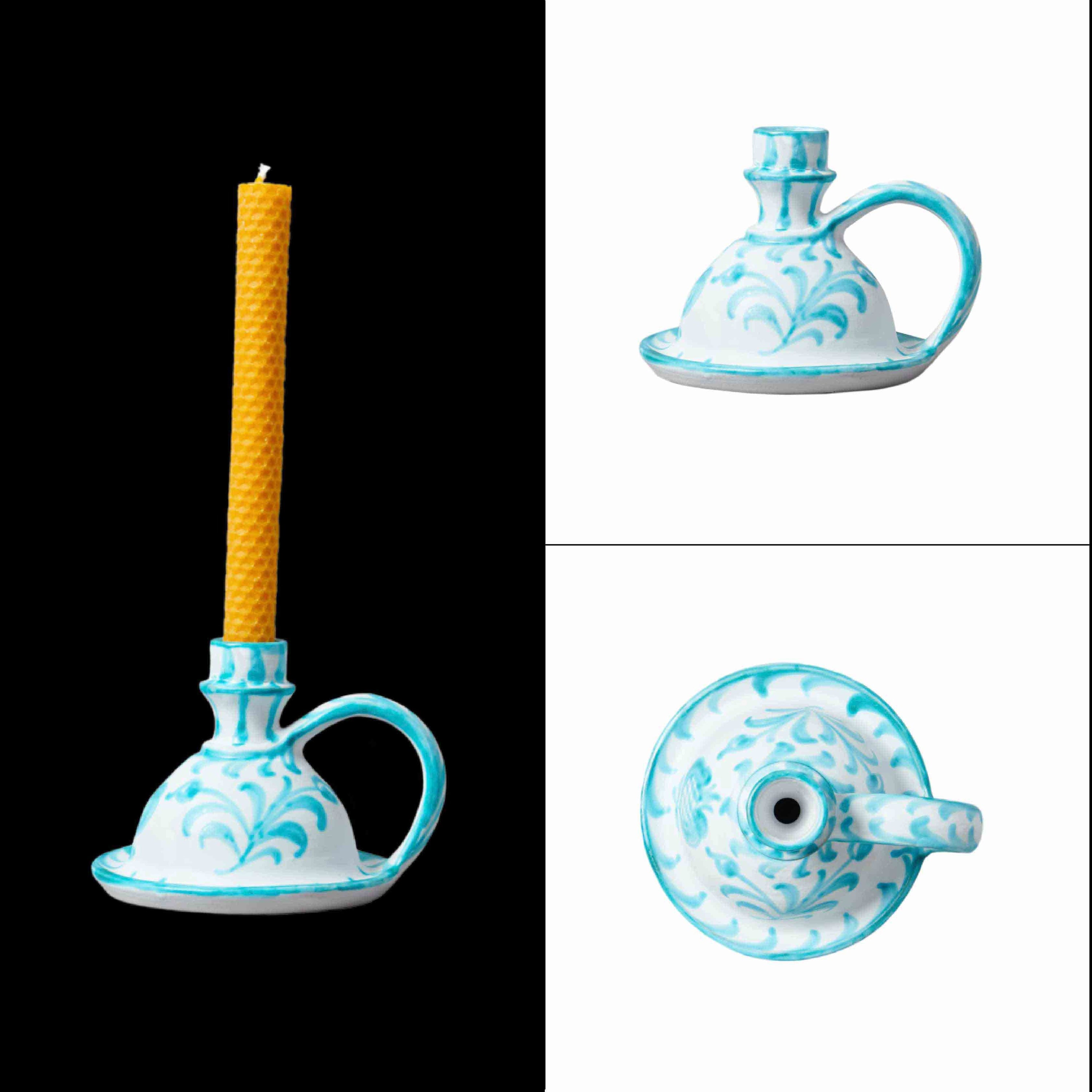 015 lilac candle holder with traditional designs ceramic handmade in granada spain turquoise