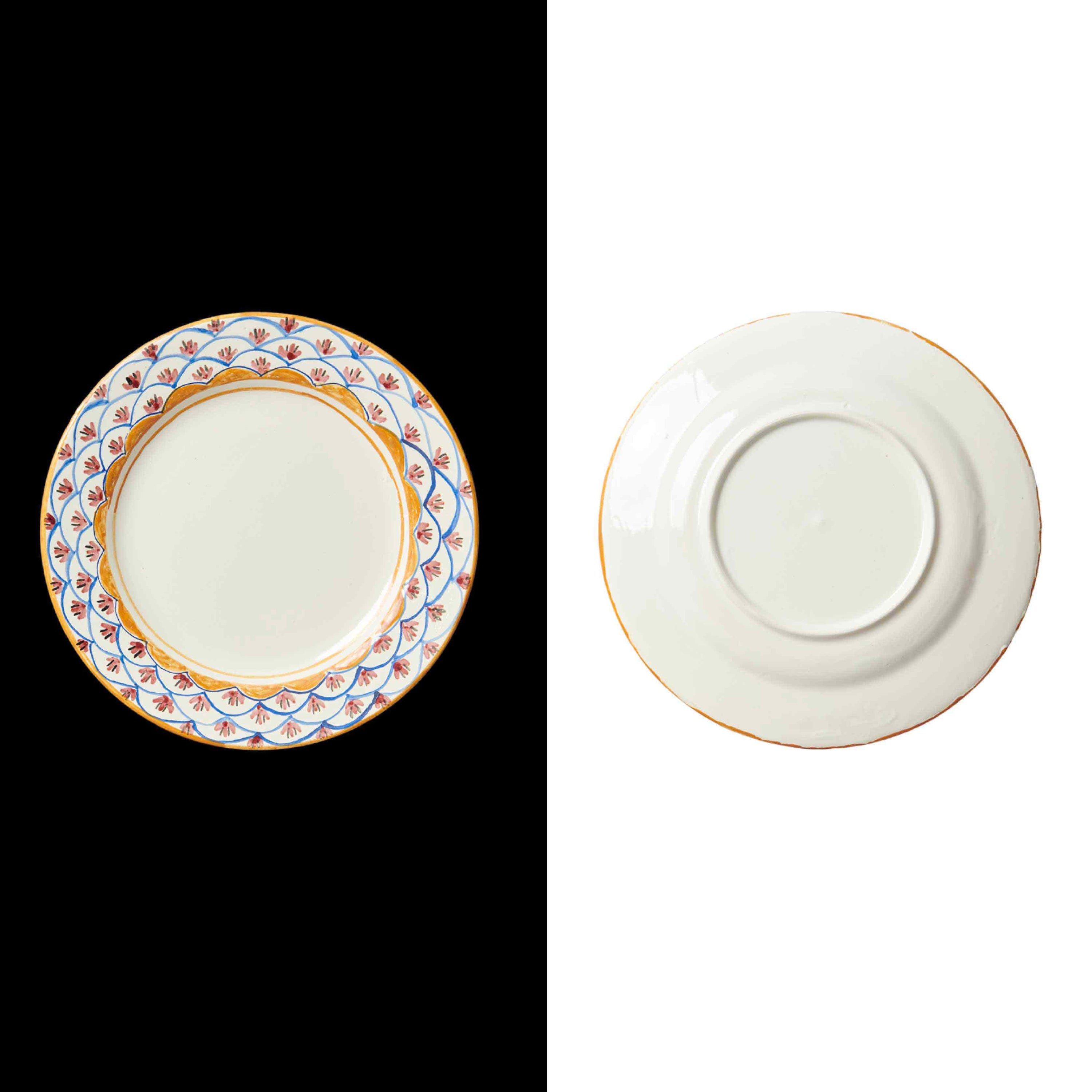 019 dinner plate handmade in spain by traditional artisans Cáceres traditional  style la mosca flower pinted mustard