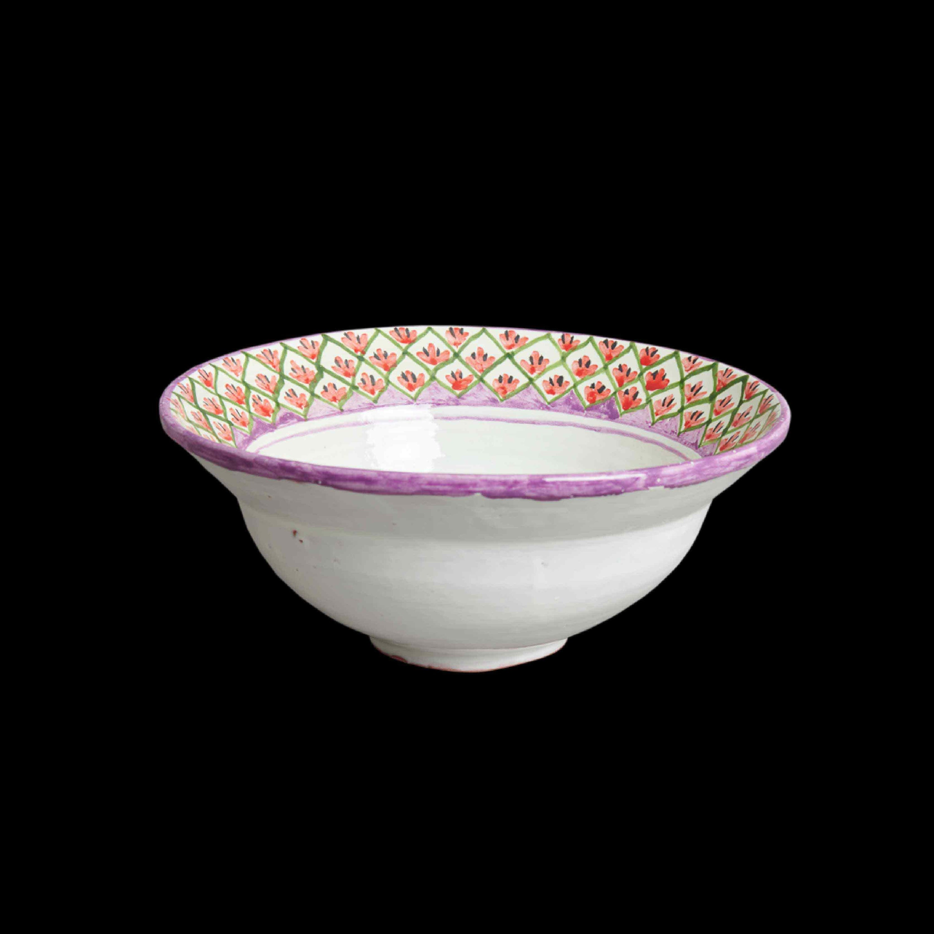 020 ceramic serving bowl handpinted traditional style la mosca Caceres artisan lilac