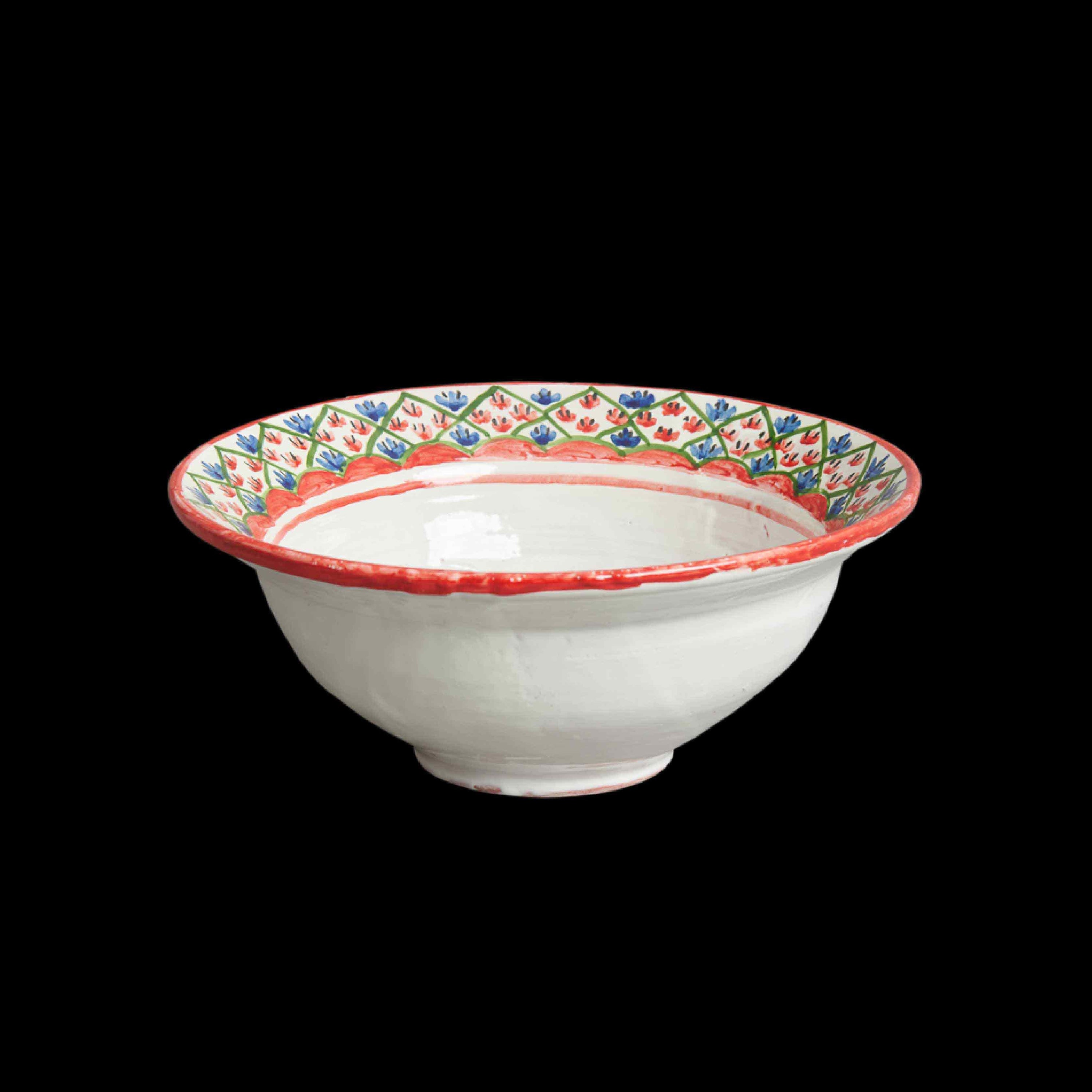 020 ceramic serving bowl handpinted traditional style la mosca Caceres artisan red