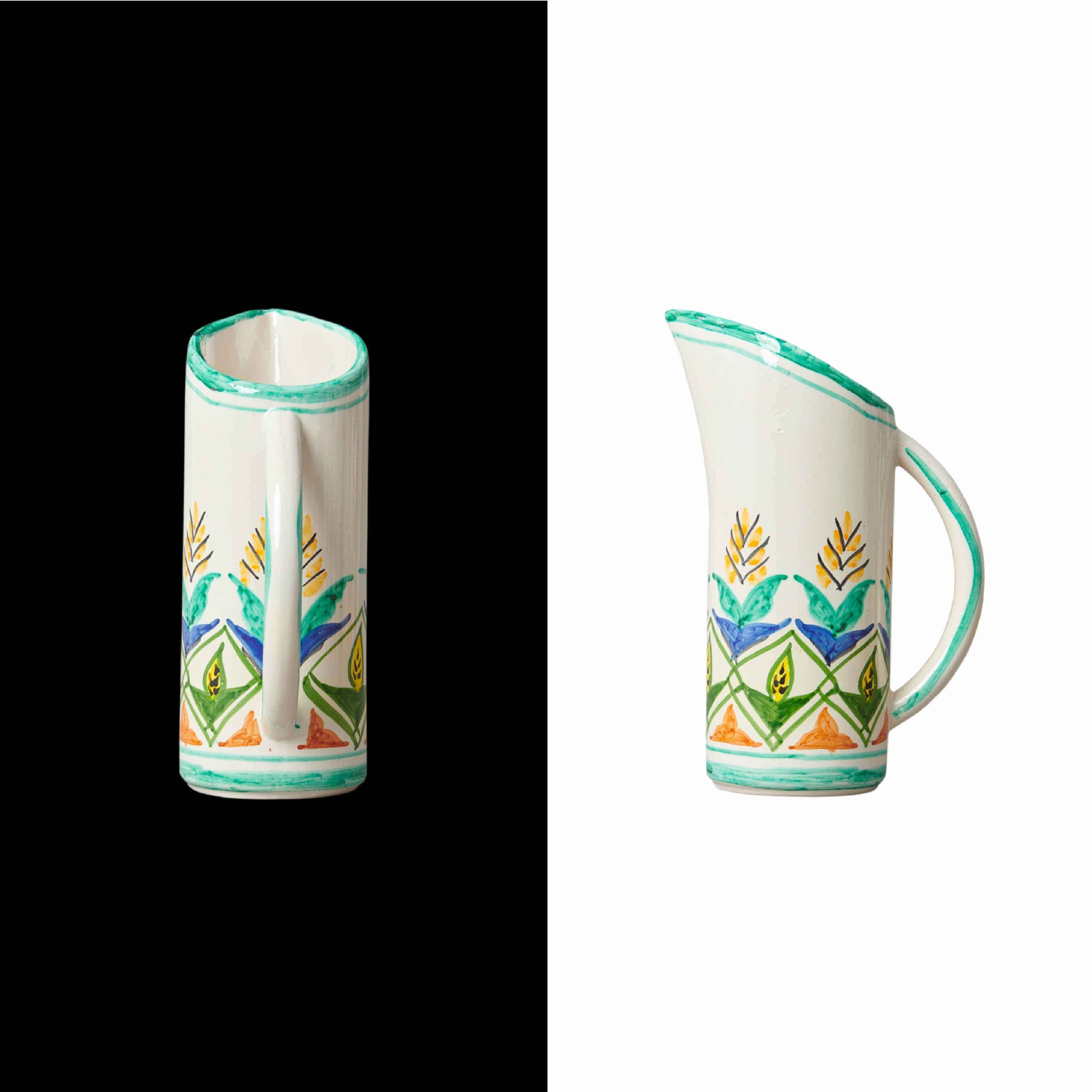 turquoise pitcher flower vase traditional designs from Cáceres handmade in spain flowers style