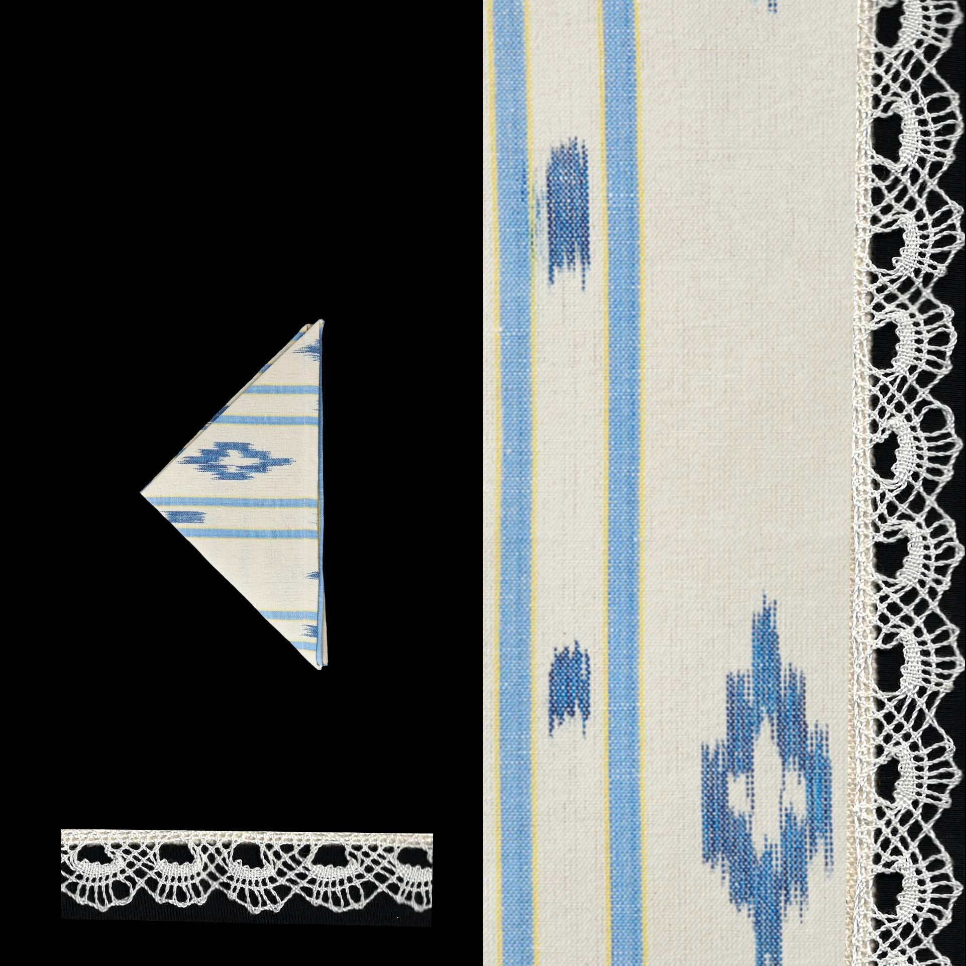 blue dinner napkin ikat design linen cotton napkin Handcrafted by traditional artisans in Mallorca