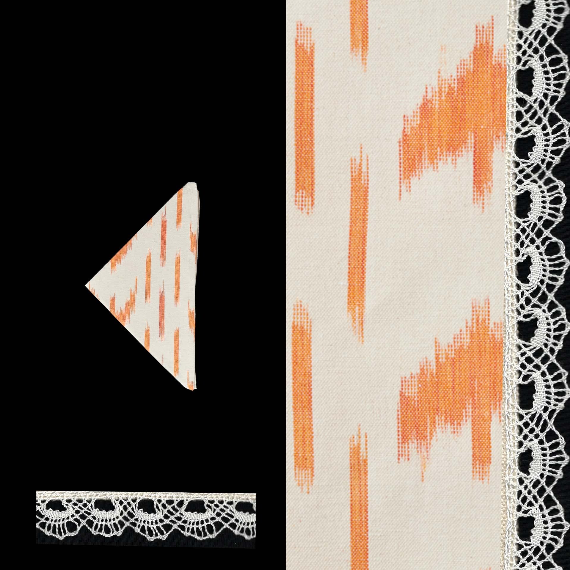 orange dinner napkin ikat design linen cotton napkin Handcrafted by traditional artisans in Mallorca