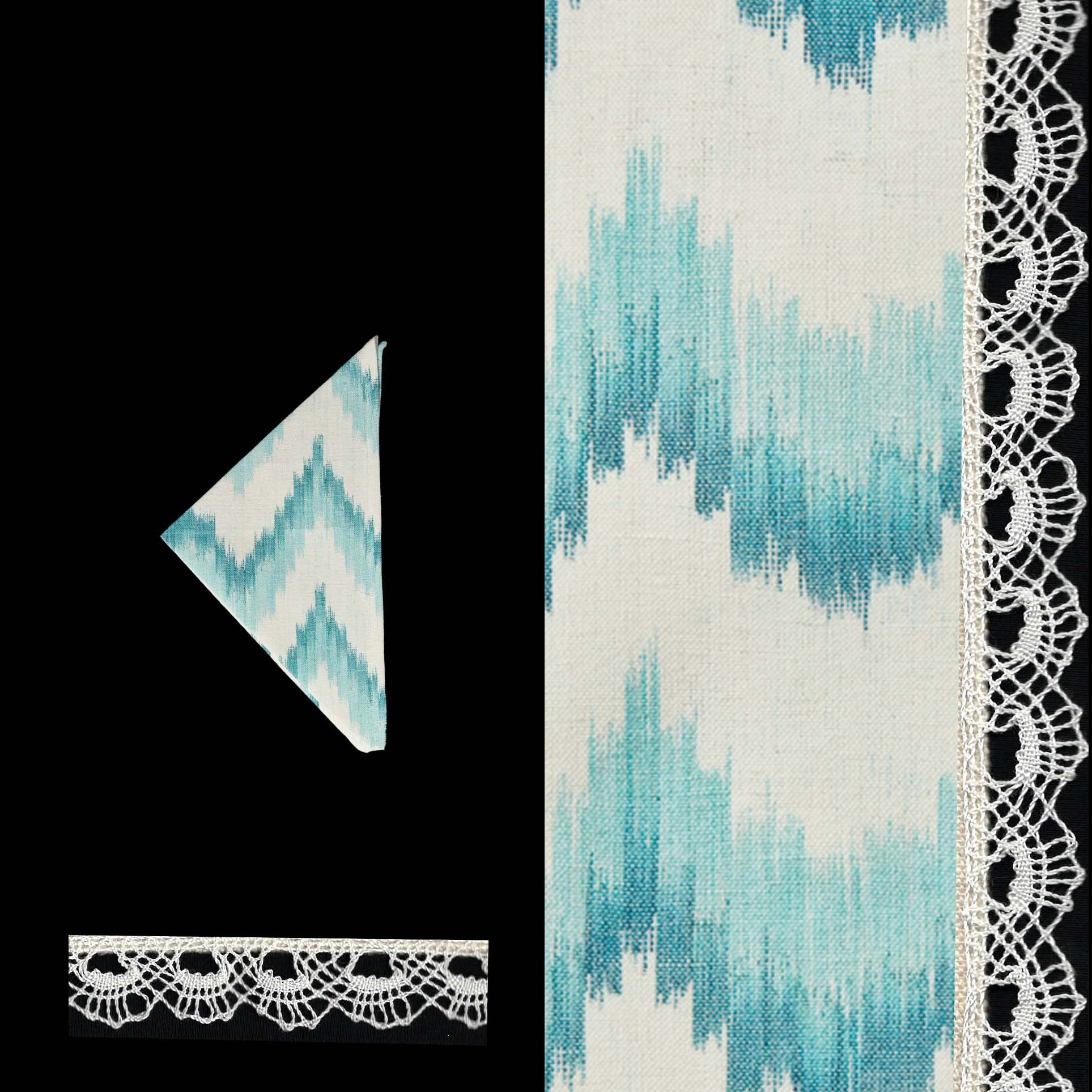 turquoise dinner napkin ikat design linen cotton napkin Handcrafted by traditional artisans in Mallorca