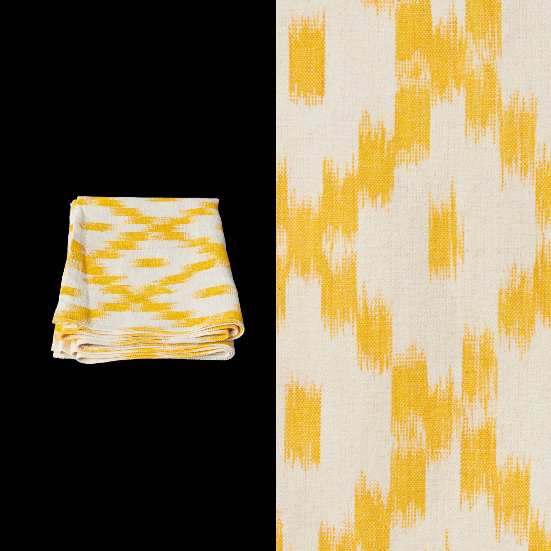 029 long table runner ikat design roba de llengues linen cotton table runner handmade by traditional artisans in Mallorca  yellow