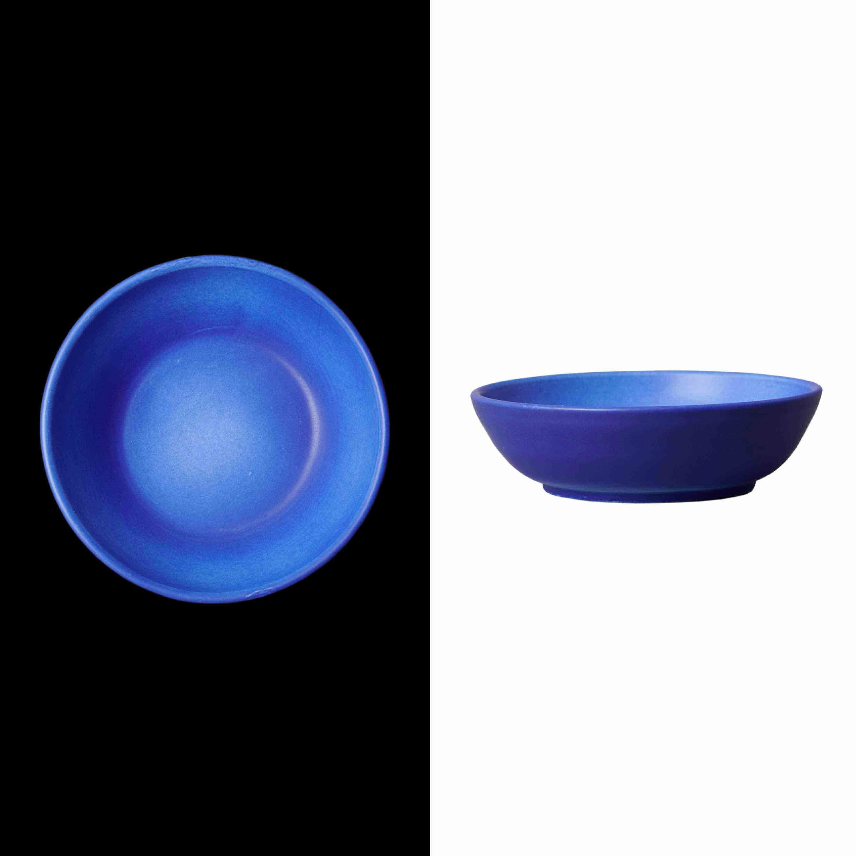 Blue monochrome pasta bowl handmade by artisans in spain