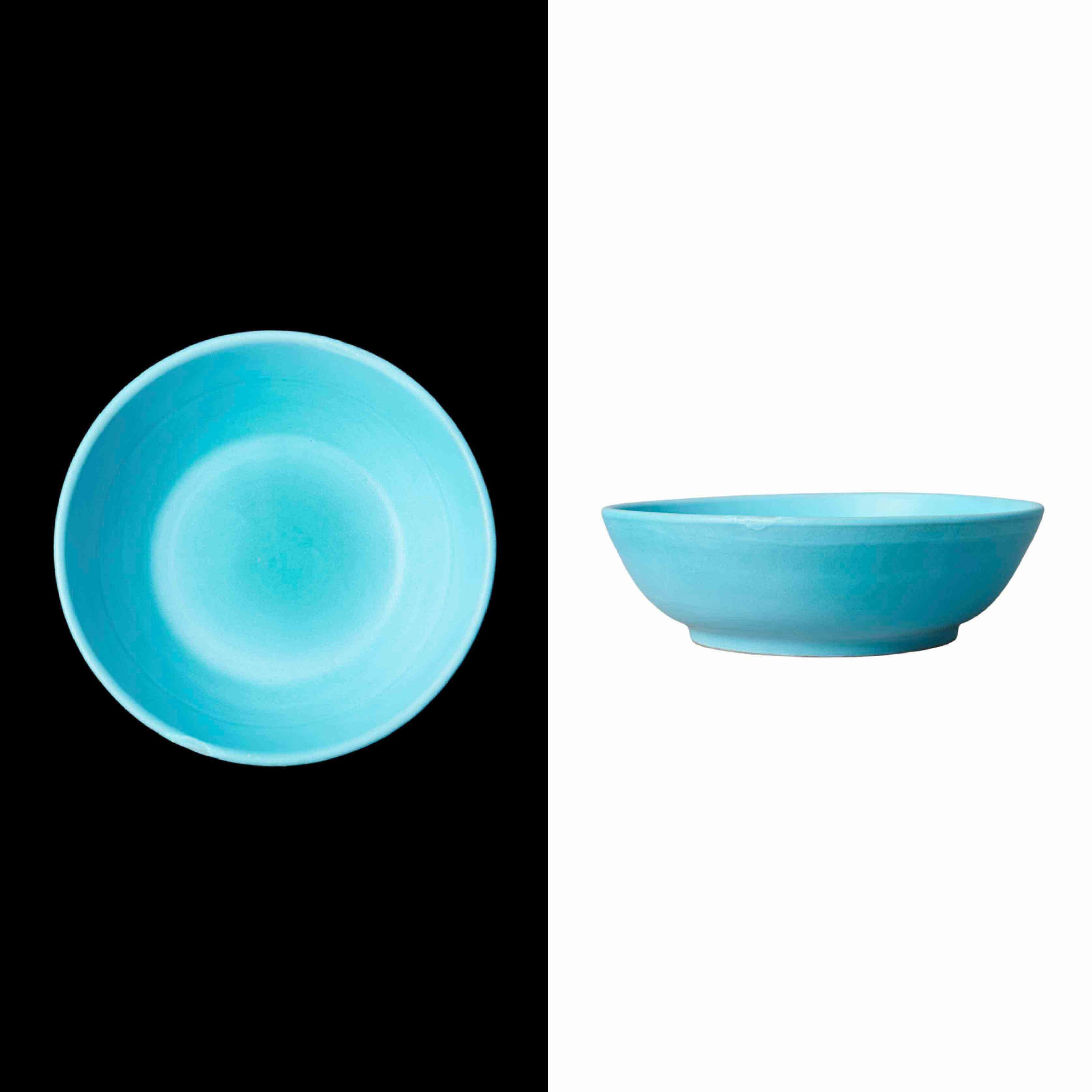 Turquoise monochrome pasta bowl handmade by artisans in spain ceramic