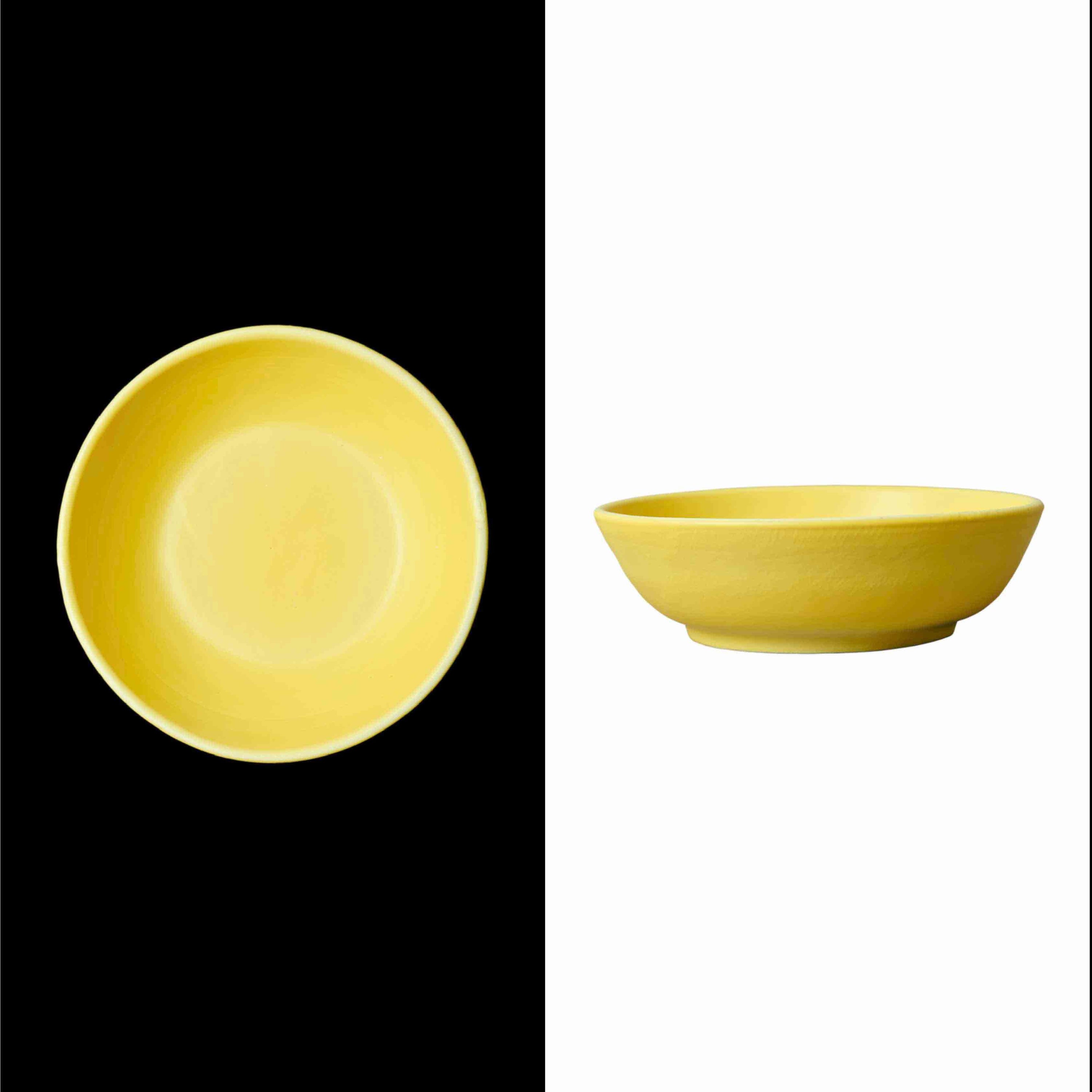 Yellow monochrome pasta bowl handmade by artisans in spain ceramic